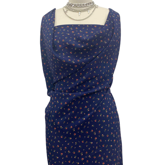 P-1407-504-NAVY-GARNET - PRINTED WOOL DOBBY 100% POLYESTER