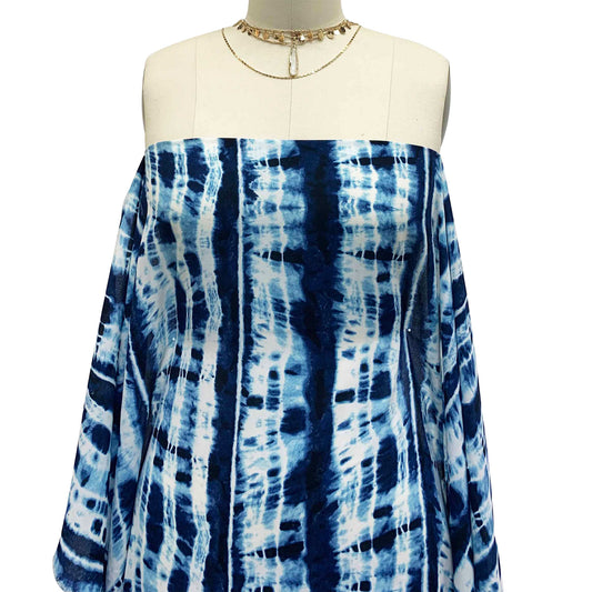 P-1417-504-NAVY-DENIM - PRINTED TIE DYE WOOL DOBBY 100% POLYESTER