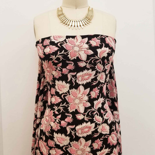 P-143-586-BLACK-DUSTY-ROSE - PRINTED CREPE CHIFFON 97% POLY 3% SPANDEX