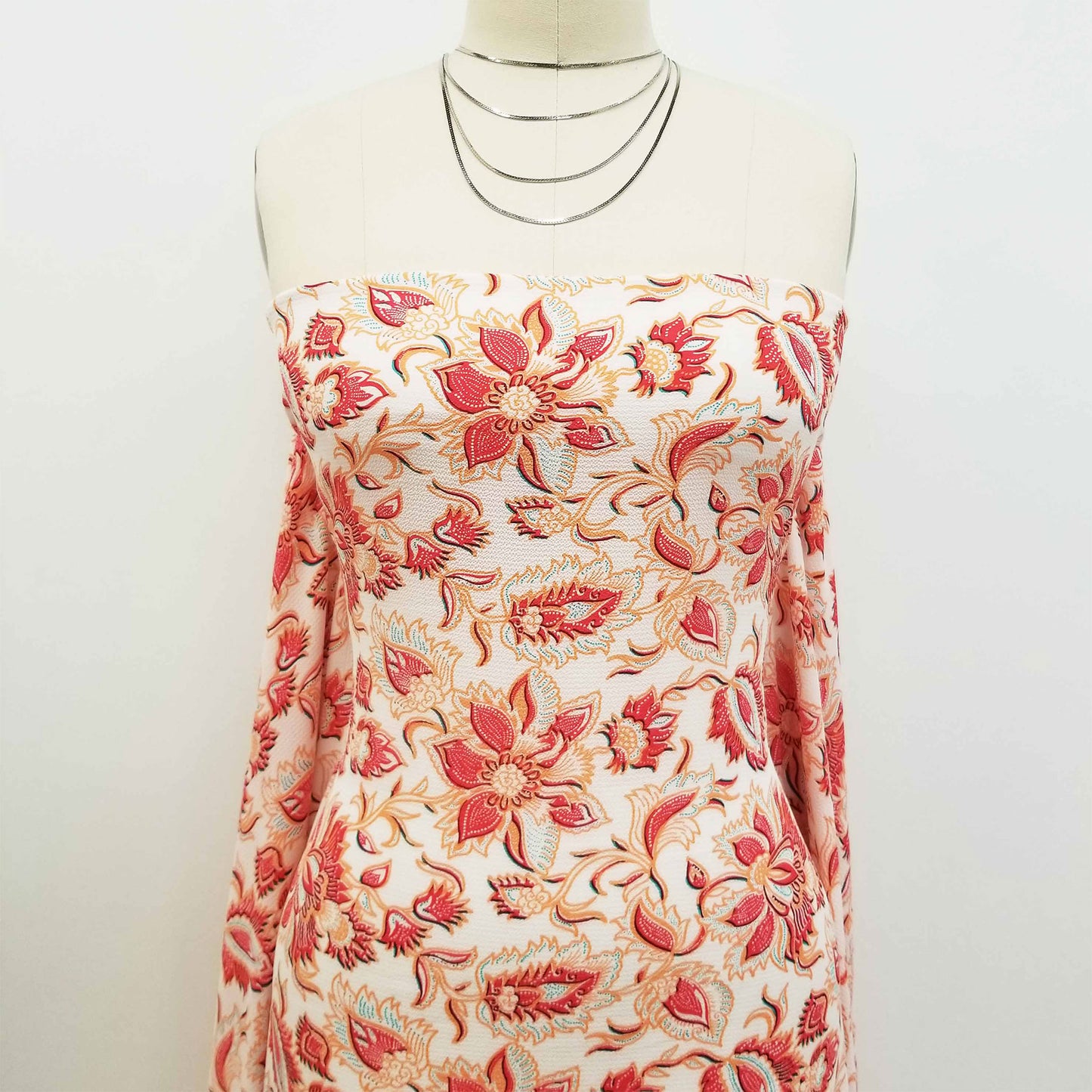 P-143-586-OFFWHITE-NECTARINE - PRINTED CREPE CHIFFON 97% POLY 3% SPANDEX
