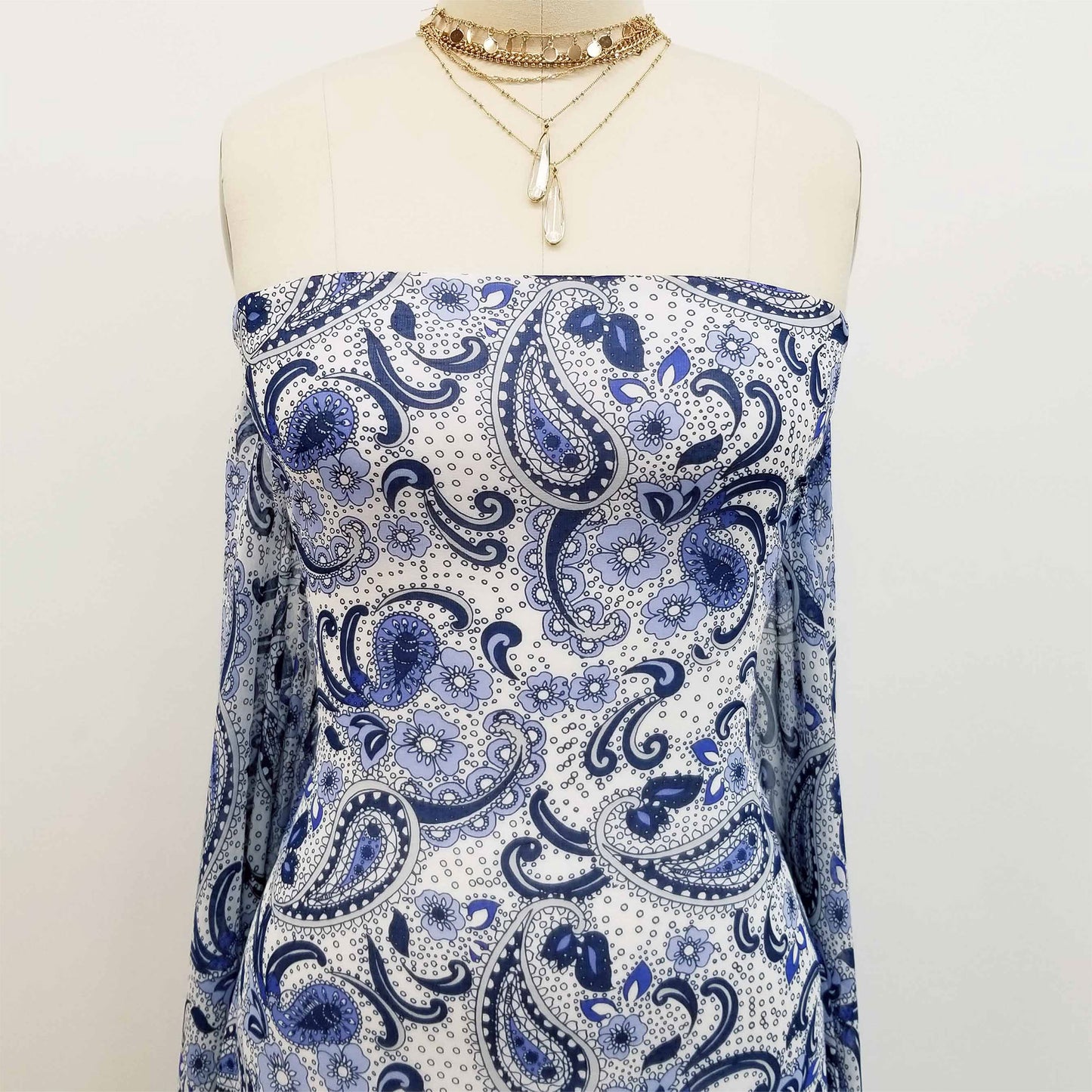 P-144-501-OFFWHITE-BLUE - PRINTED 100% POLYESTER HI MULTI CHIFFON WASH