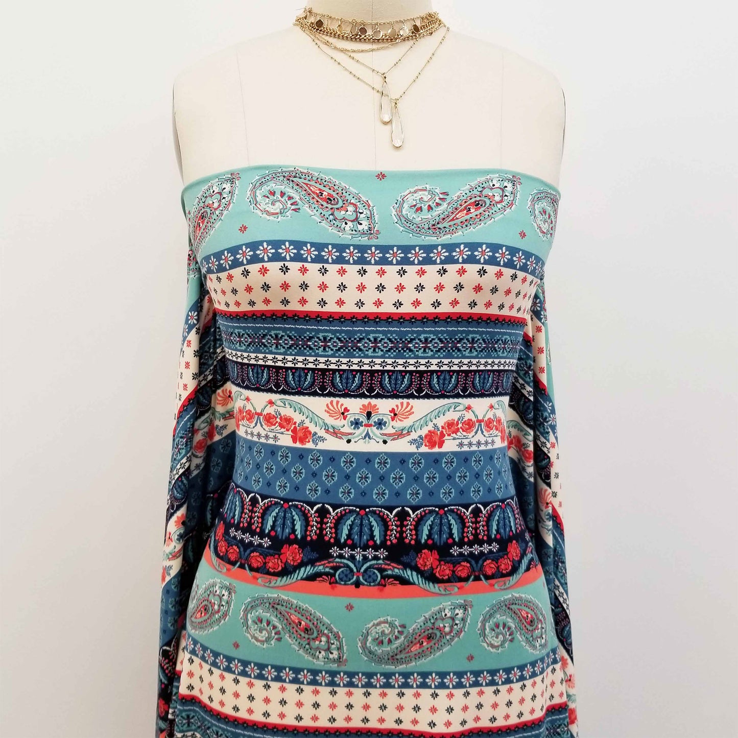 P-146-668-NAVY-CORAL - PRINTED DTY 92% POLY 8% SPANDEX DTY DOUBLE SIDED BRUSH