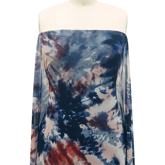 P-1470-453-INDIGO-RUST - PRINTED POLY POWER MESH 92%POLY 8%SPANDEX