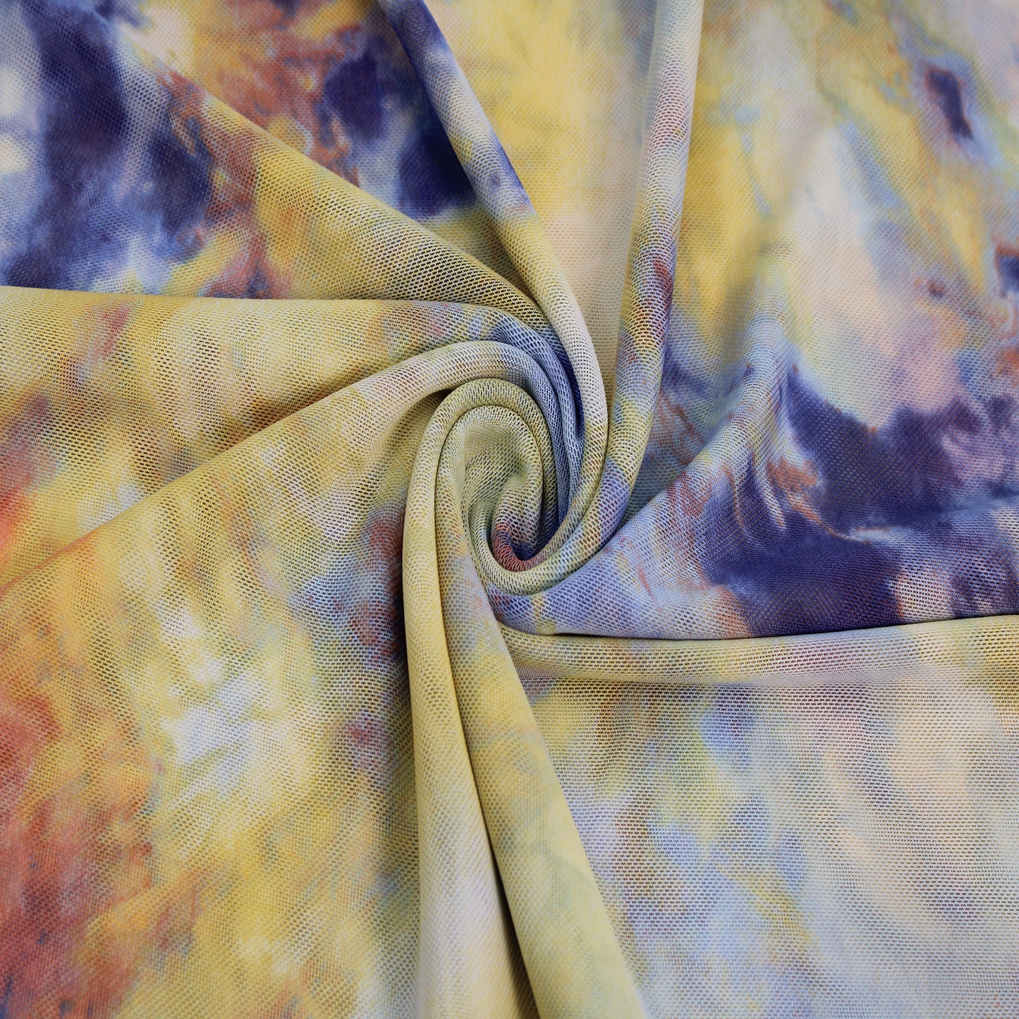 P-1470-453-PERIWINKLE-MANGO - PRINTED POLY POWER MESH 92%POLY 8%SPANDEX