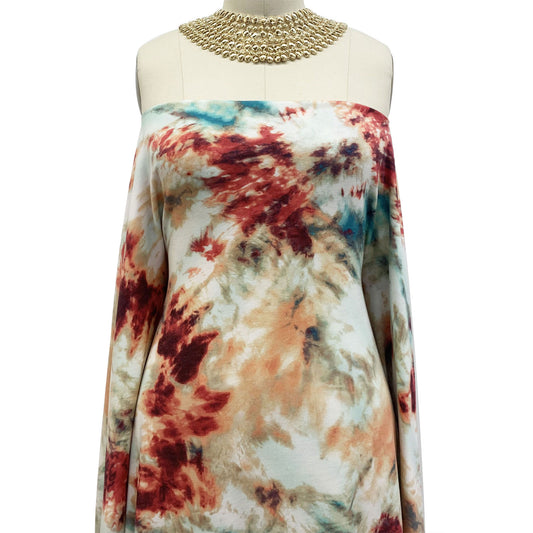 P-1470-506-RASPBERRY-TURQUOISE - PRINTED FRENCH TERRY 63%POLY 33%RAYON 4% SPANDEX