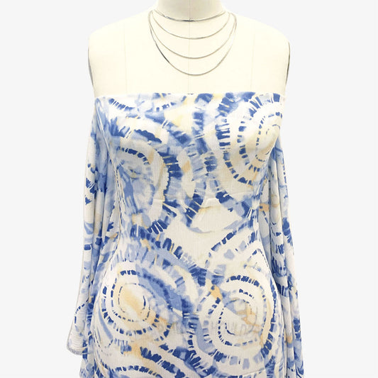 P-1478-636-DENIM-BLUE-BANANA PRINTED CREPON 100% RAYON CREPON