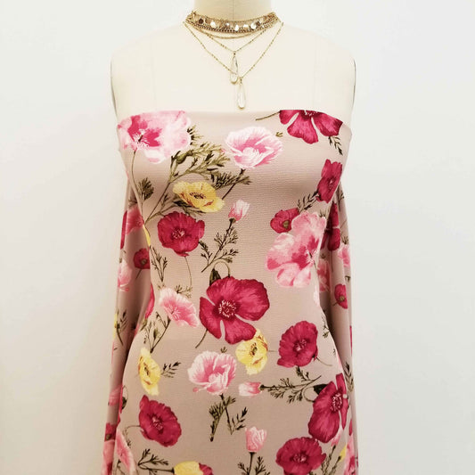 P-150-586-SAND-DOLLAR-MAUVE - PRINTED CREPE CHIFFON 97% POLY 3% SPANDEX