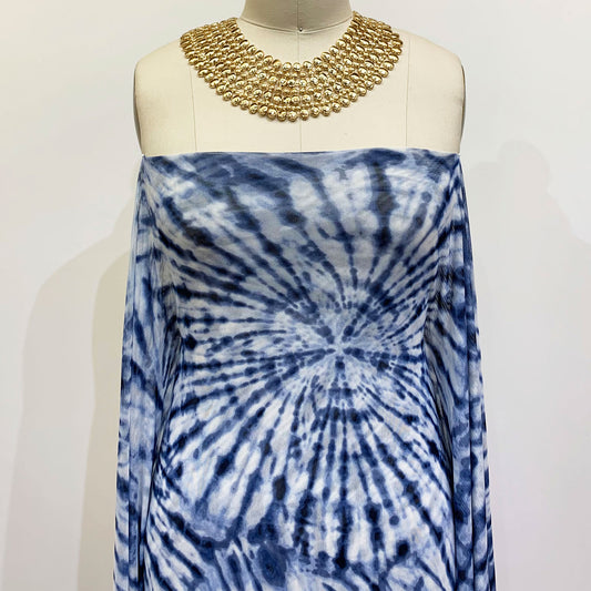 P-1521-453-DENIM-NAVY - PRINTED POLY POWER MESH 92%POLY 8%SPANDEX