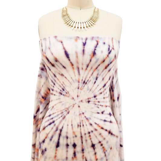 P-1521-761-PEACH-GRAPE - PRINTED 4X2 RIB 96% POLY 4% SPANDEX