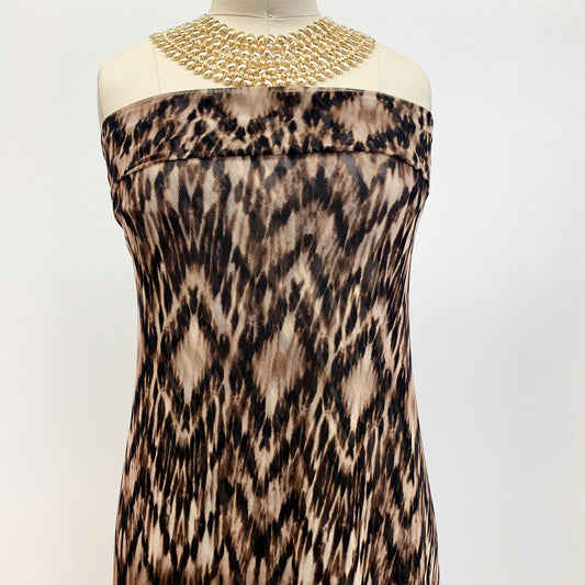 P-1522-453-BLACK-MOCHA - PRINTED POLY POWER MESH 92%POLY 8%SPANDEX