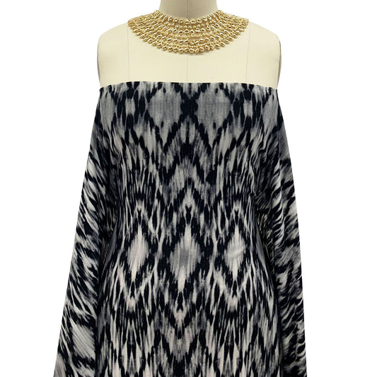 P-1522-761-BLACK-GREY - PRINTED TIE DYE 4X2 RIB 96% POLY 4% SPANDEX