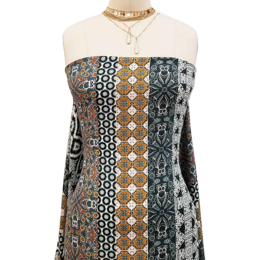 P-1545-504-SILVER-PINE-GOLD - PRINTED WOOL DOBBY 100% POLYESTER