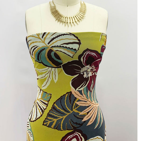 P-1551-453-HONEY-PLUM - PRINTED POLY POWER MESH 92%POLY 8%SPANDEX