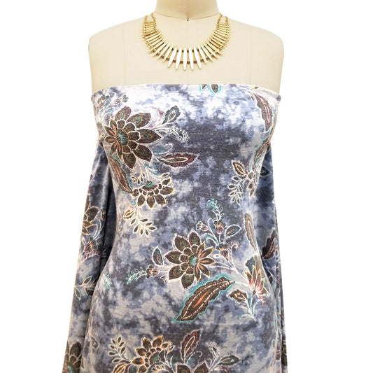 P-1570-TRI-BLEN-DENIM-RED - PRINTED TRI-BLEND 50% POLY 38% COTTON 12% RAYON