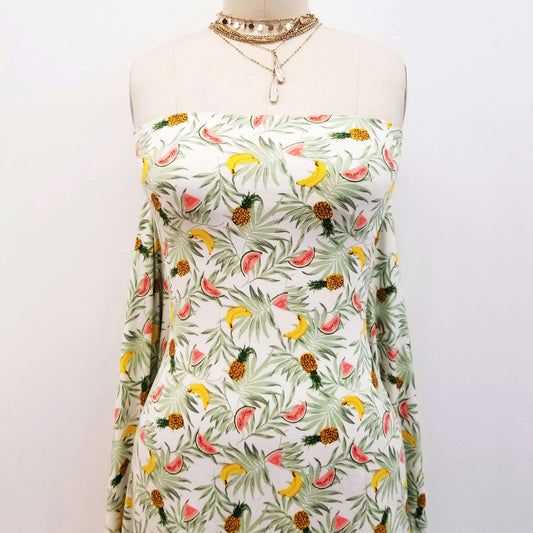 P-1576-668-OFFWHITE-BANANA - PRINTED DTY 92% POLY 8% SPANDEX DTY DOUBLE SIDED BRUSH