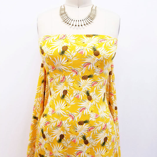 P-1576-668-YELLOW-WATERMELON - PRINTED DTY 92% POLY 8% SPANDEX DTY DOUBLE SIDED BRUSH