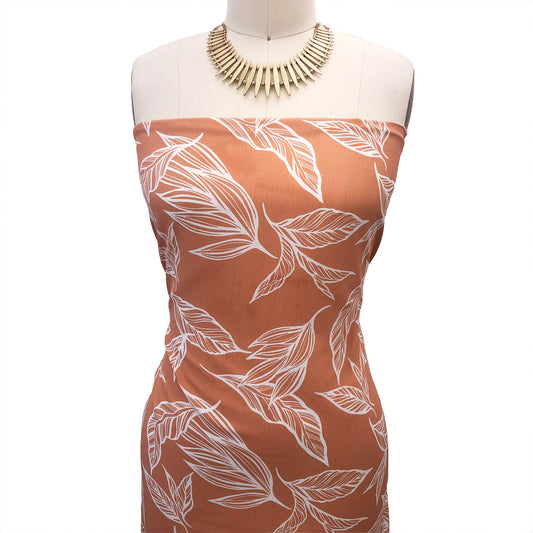 P-1610-754-PEACH-OFF-WHITE - PRINTED POLY MOROCCAN 100% POLY