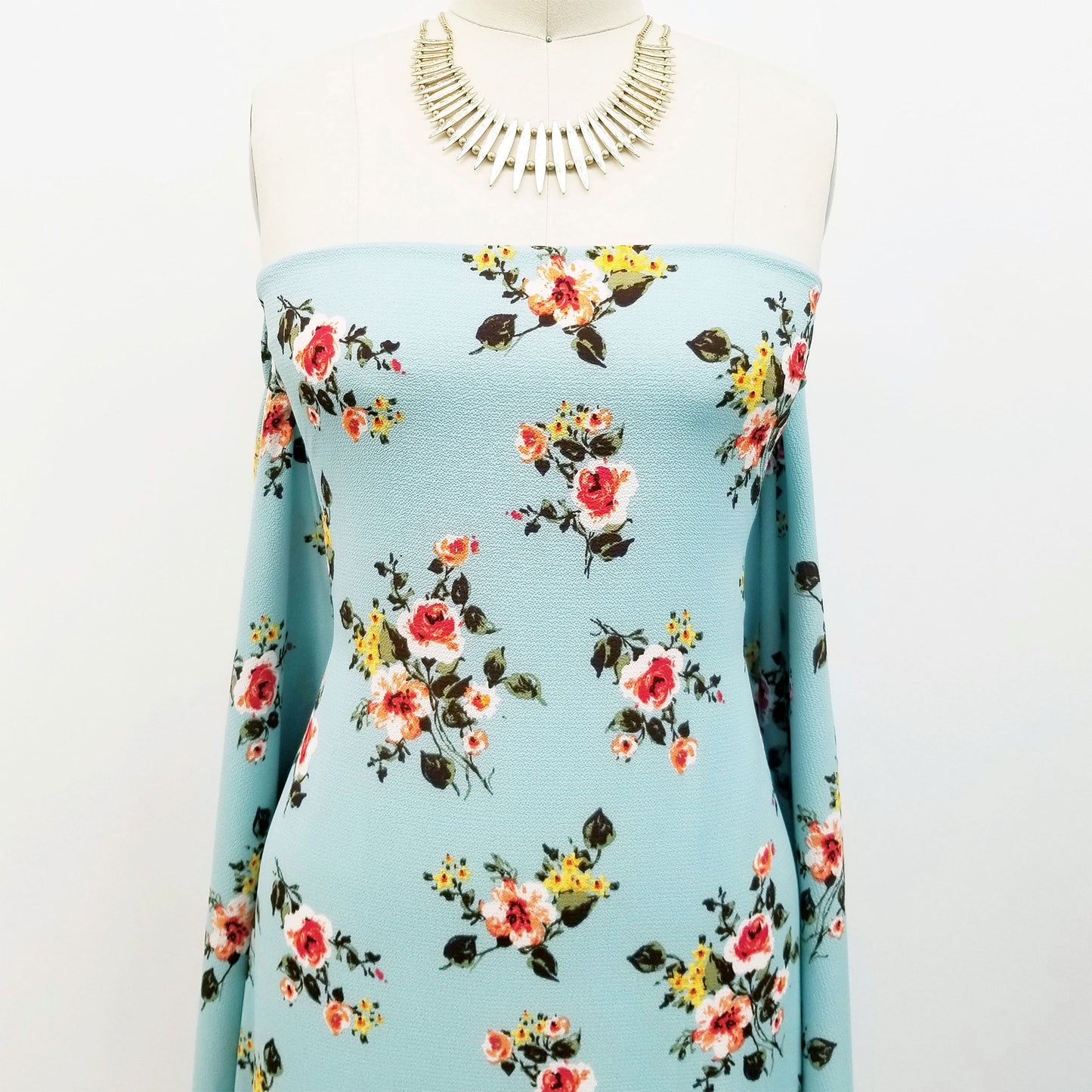 P-163-586-CANAL-BLUE-TANGERINE - PRINTED CREPE CHIFFON 97% POLY 3% SPANDEX