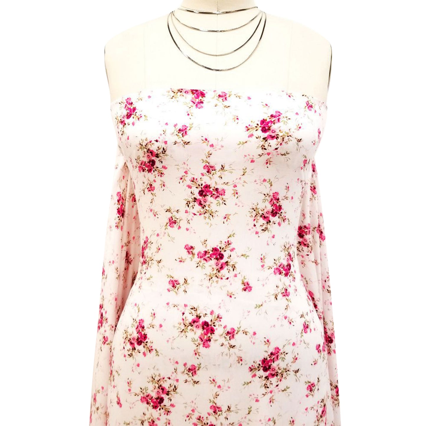 P-1714-698-OFFWHITE-FUCHSIA- PRINTED RAYON CHALLIS 100% RAYON CHALLIS