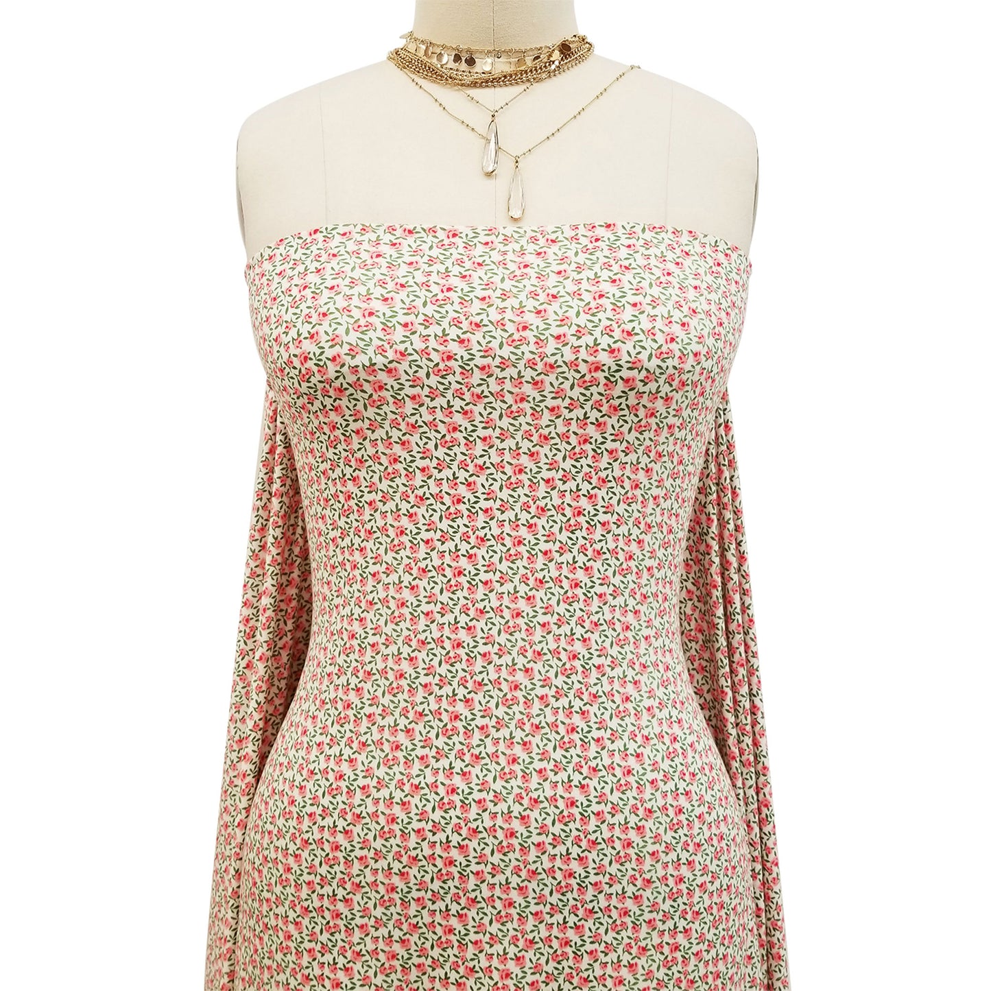 P-1717-668-OFFWHITE-PINK - PRINTED DTY 92% POLY 8% SPANDEX DTY DOUBLE SIDED BRUSH