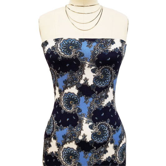 P-1739-636-NAVY-BLUE - PRINTED CREPON 100% RAYON CREPON