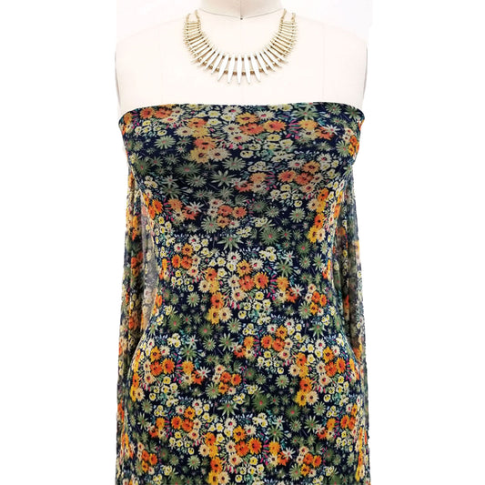 P-1759-453-NAVY-YELLOW - PRINTED POLY POWER MESH 92%POLY 8%SPANDEX