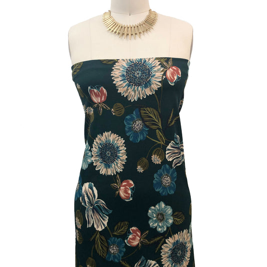 P-1790-702-PINE-TEAL - PRINTED SCUBA CREPE 97% POLY 3% SPANDEX