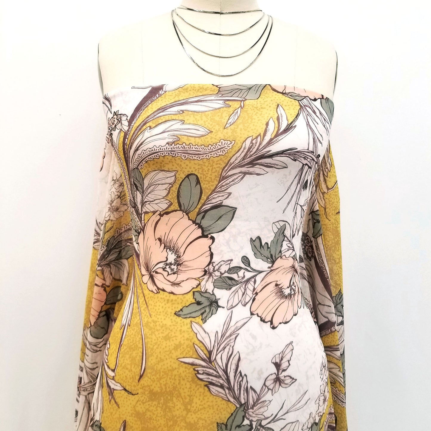 P-1791-501-MUSTARD-BLUSH - PRINTED 100% POLYESTER HI MULTI CHIFFON WASH