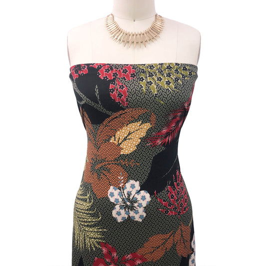 P-1797-450-ARMY-GREEN-RED - PRINTED ITY 96% POLY 4% SPANDEX