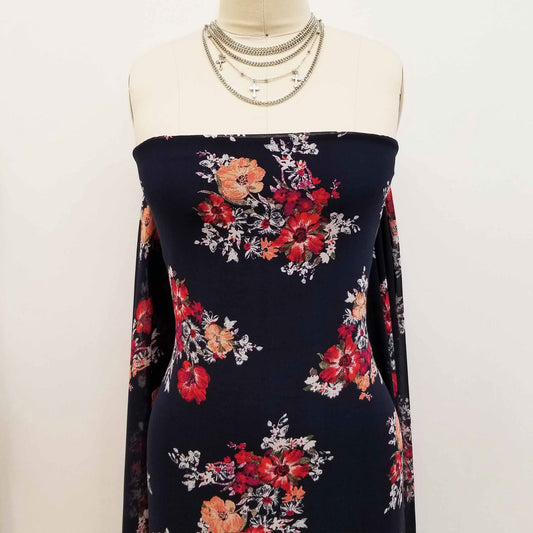 P-180-501-DK-NAVY-MAGENTA - PRINTED 100% POLYESTER HI MULTI CHIFFON WASH