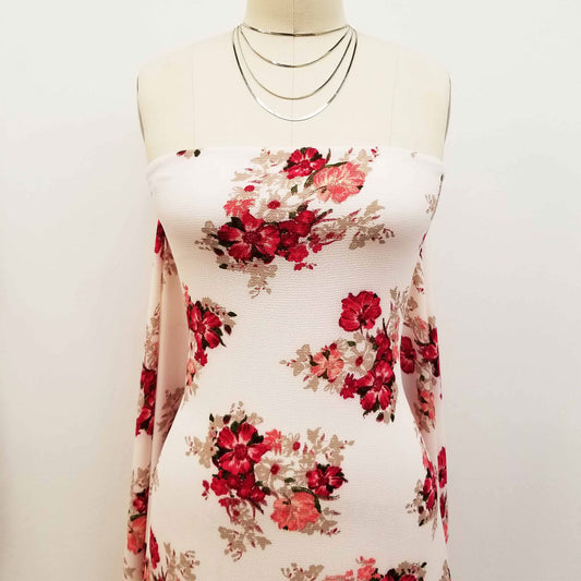 P-180-586-OFFWHITE-CHERRY - PRINTED CREPE CHIFFON 97% POLY 3% SPANDEX