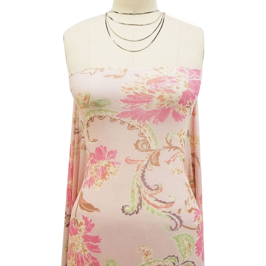 P-1800-453-BLUSH-PINK-CARNATION - PRINTED POLY POWER MESH 92%POLY 8%SPANDEX