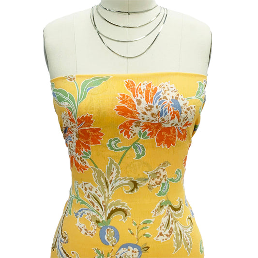 P-1800-636-MANGO-LIVING-CORAL PRINTED CREPON 100% RAYON CREPON