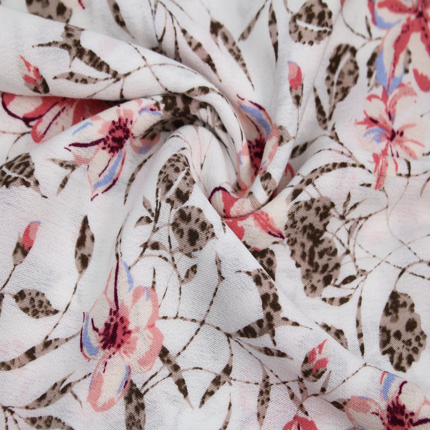 P-1801-636-OFF-WHITE-CORAL PRINTED CREPON 100% RAYON CREPON