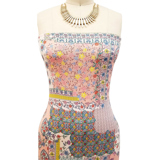 P-1803-636-PEACH-BLUE PRINTED CREPON 100% RAYON CREPON