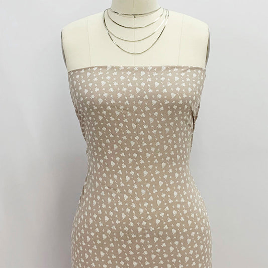 P-1830-698-TAUPE-OFF-WHITE- PRINTED RAYON CHALLIS 100% RAYON CHALLIS