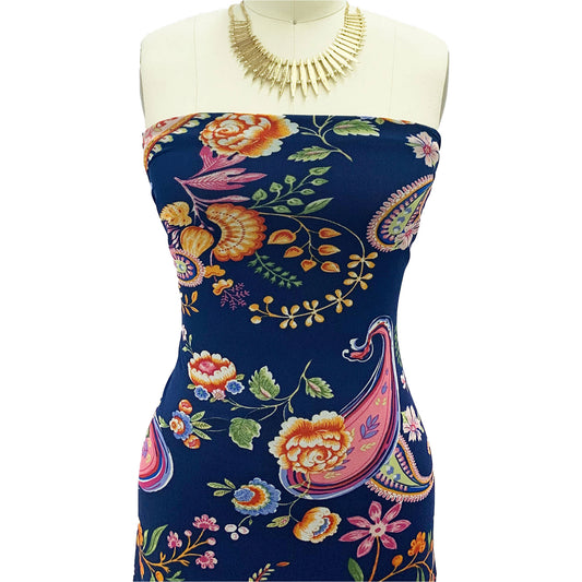 P-1839-453-NAVY-PINK - PRINTED POLY POWER MESH 92%POLY 8%SPANDEX