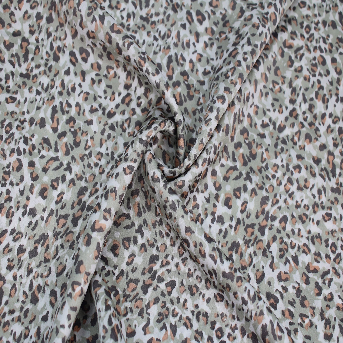 P-1843-456-SAGE-TOAST - PRINTED STRETCH SATIN 100% POLY