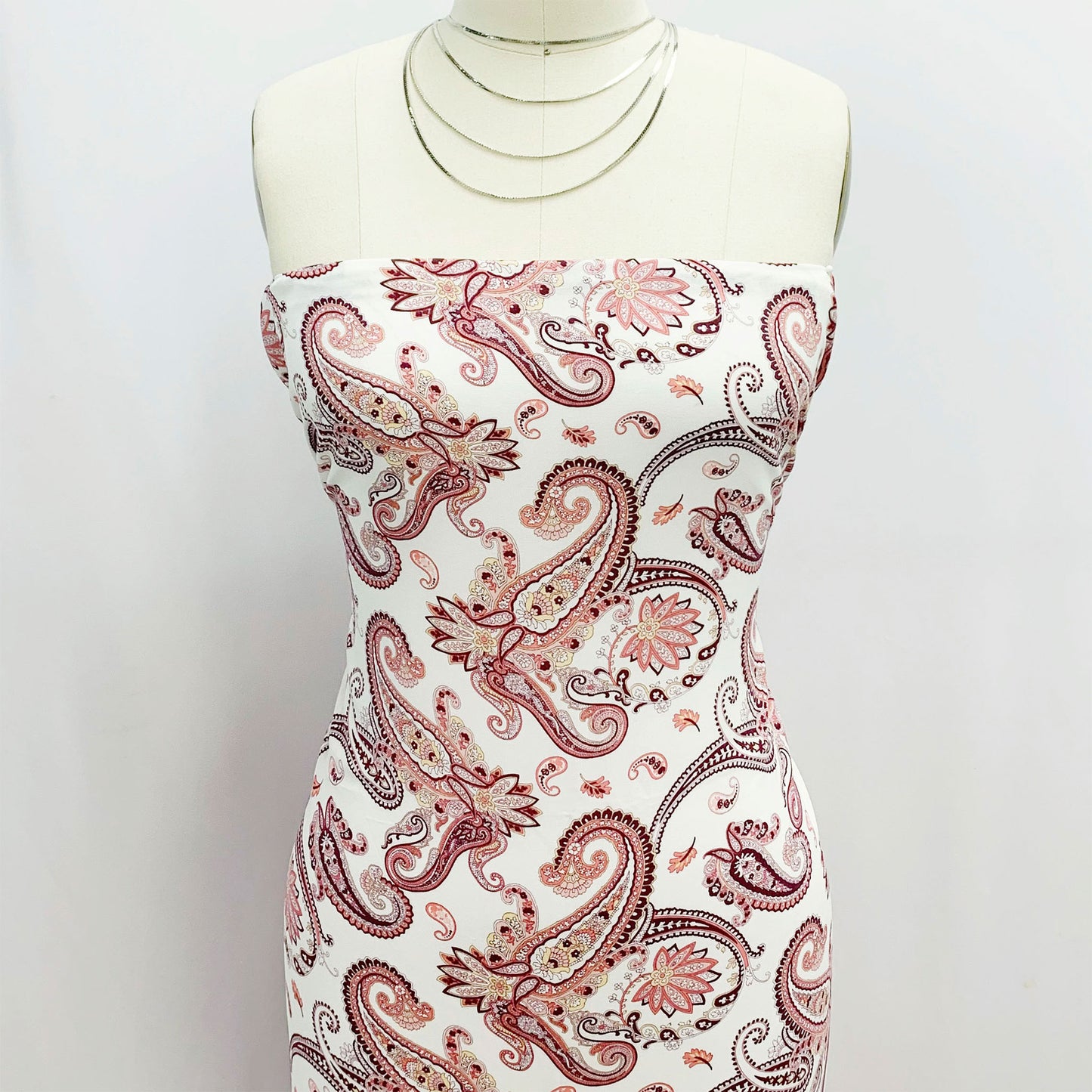 P-1844-698-IVORY-CORAL- PRINTED RAYON CHALLIS 100% RAYON CHALLIS