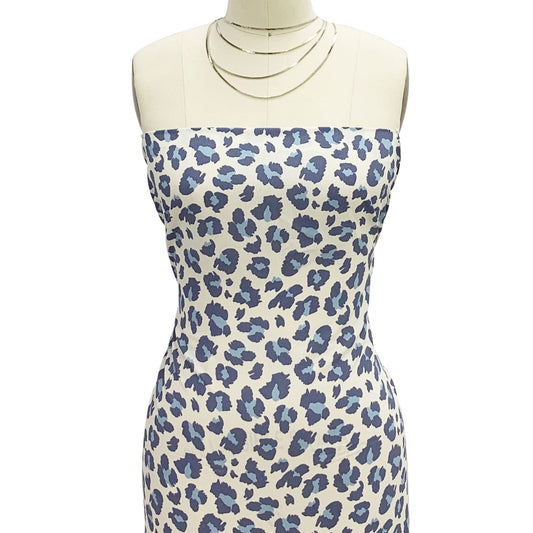 P-1846-754-ECRU-BLUE - PRINTED POLY MOROCCAN 100% POLY