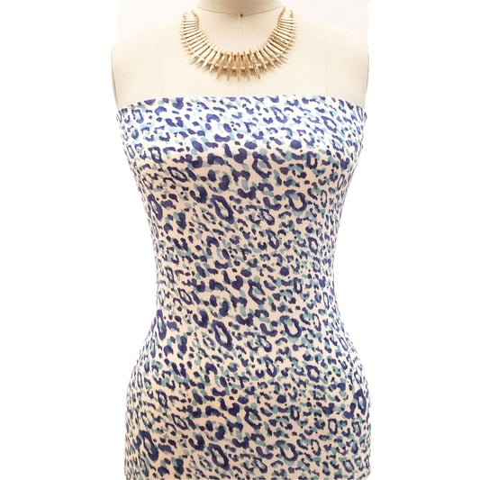 P-1853-636-ECRU-BLUE PRINTED CREPON 100% RAYON CREPON