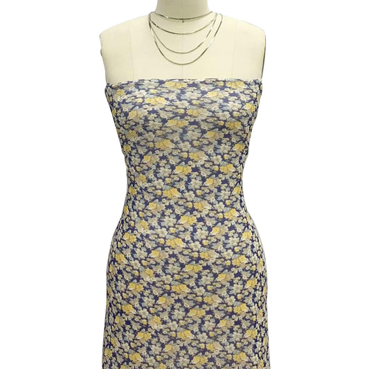 P-1892-453-ULTRAMARINE-BANANA - PRINTED POLY POWER MESH 92%POLY 8%SPANDEX