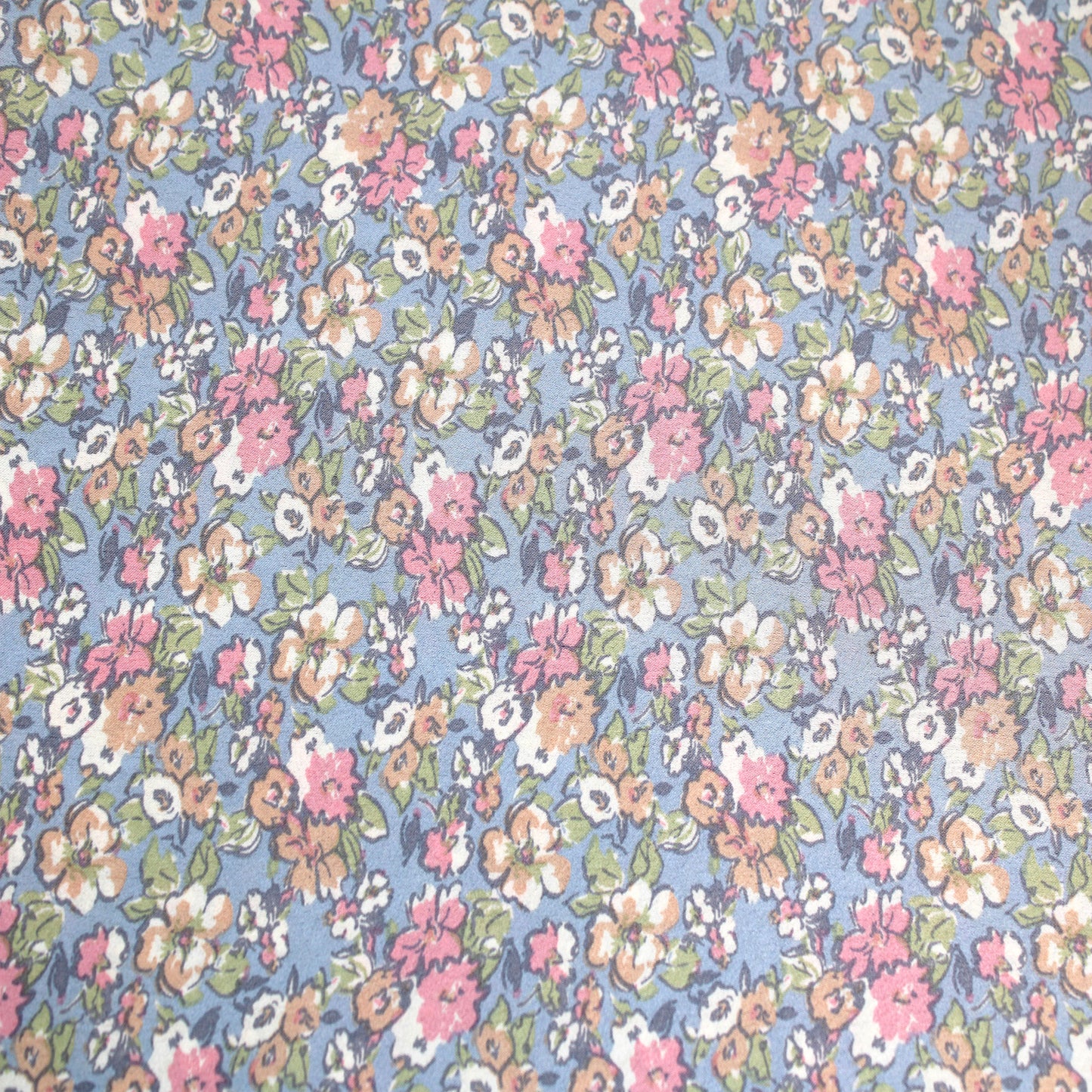 P-1892-456-BLUE-ROSE - PRINTED STRETCH SATIN 100% POLY