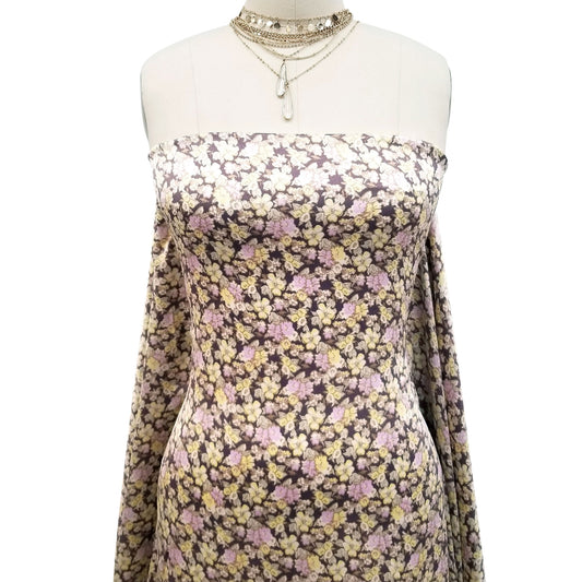 P-1892-456-DUSTY-EGGPLANT-LILAC - PRINTED STRETCH SATIN 100% POLY