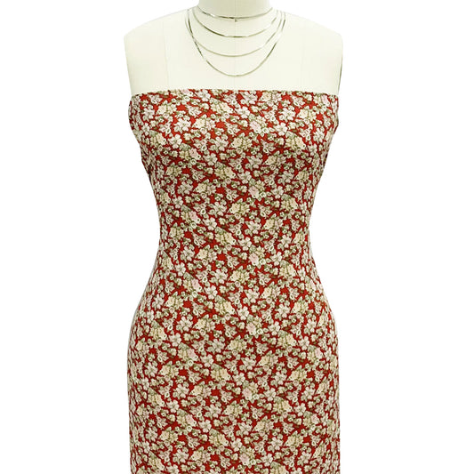 P-1892-636-RED-PALE-PEACH PRINTED CREPON 100% RAYON CREPON