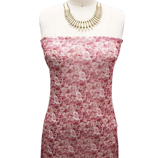 P-1893-453-RED-NEUTRAL - PRINTED POLY POWER MESH 92%POLY 8%SPANDEX