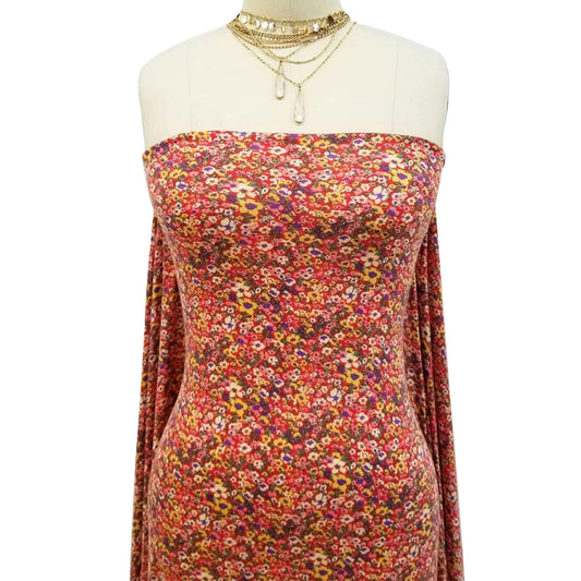 P-1894-453-RED-GOLD - PRINTED POLY POWER MESH 92%POLY 8%SPANDEX