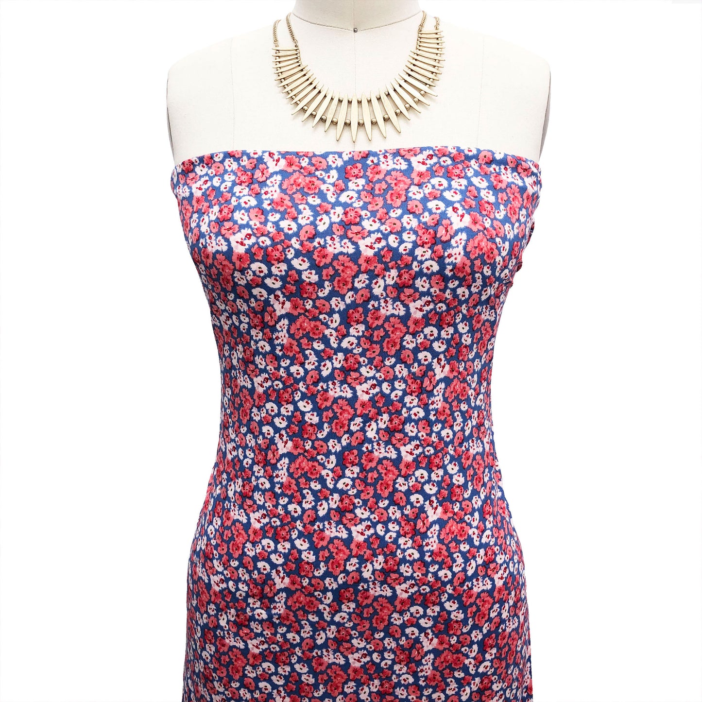 P-1896-668-DENIM-STEEL-CORAL - PRINTED DTY 92% POLY 8% SPANDEX DTY DOUBLE SIDED BRUSH