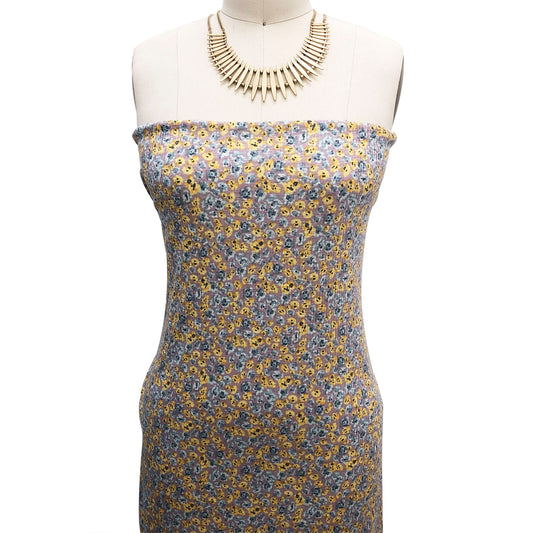 P-1896-788-DUSTY-LILAC-BANANA - PRINTED T/C SLUB 4X2 RIB 63% POLY 34% CTN 3% SPANDEX