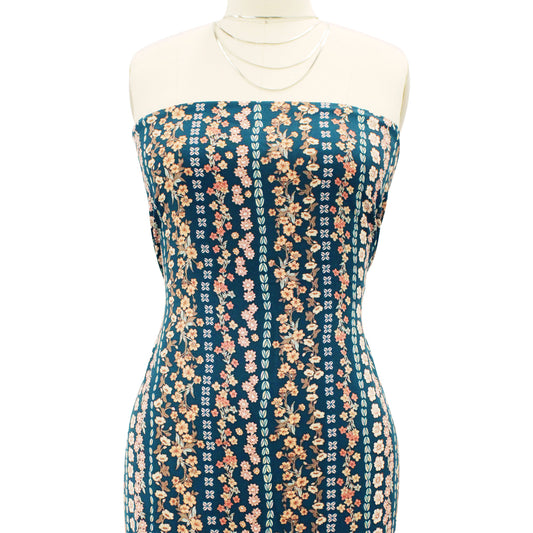 P-1909-698-TEAL-GINGER - PRINTED RAYON CHALLIS 100% RAYON CHALLIS